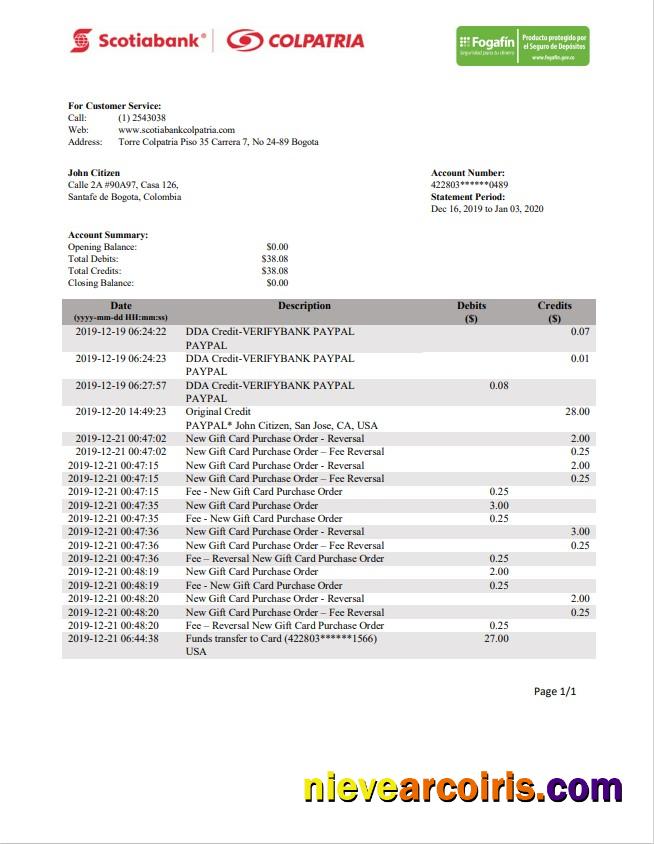 Colombia Scotiabank Colpatria statement